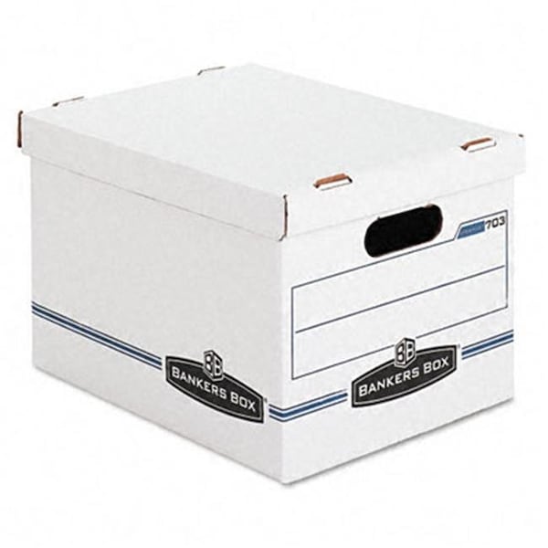 Bankers Box 0070308 Stor/File Storage Box- Letter/Legal- Lift-off Lid- White/Blue- 4/Carton 70308 - main